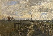 Julius Ludwig Friedrich Runge Nordseelandschaft mit Booten an einem dunstigen Morgen oil painting